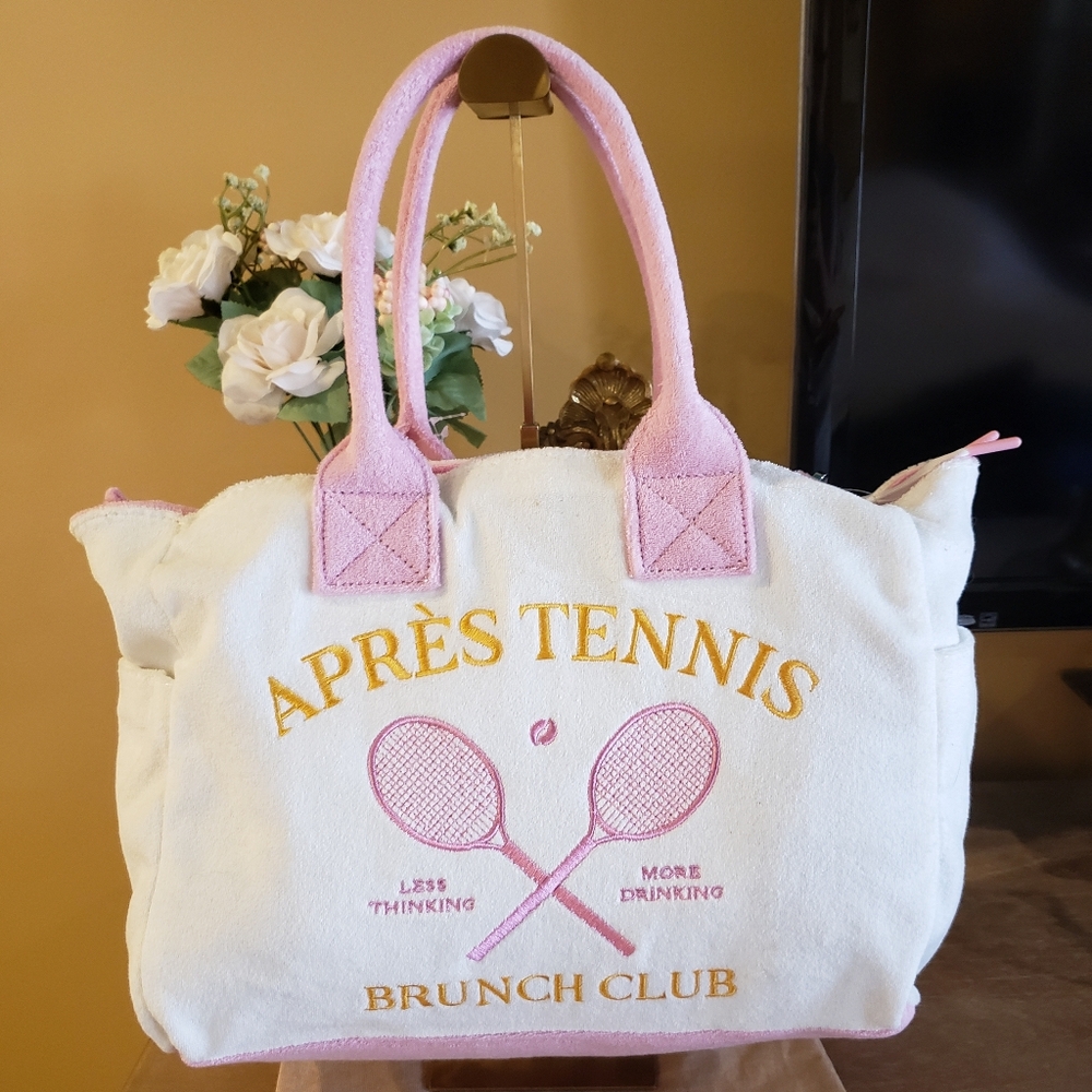 Wildfox 'Après Tennis Brunch Club' Terry Cloth Tote w/ Crossbody - NWT - Picture 4 of 14